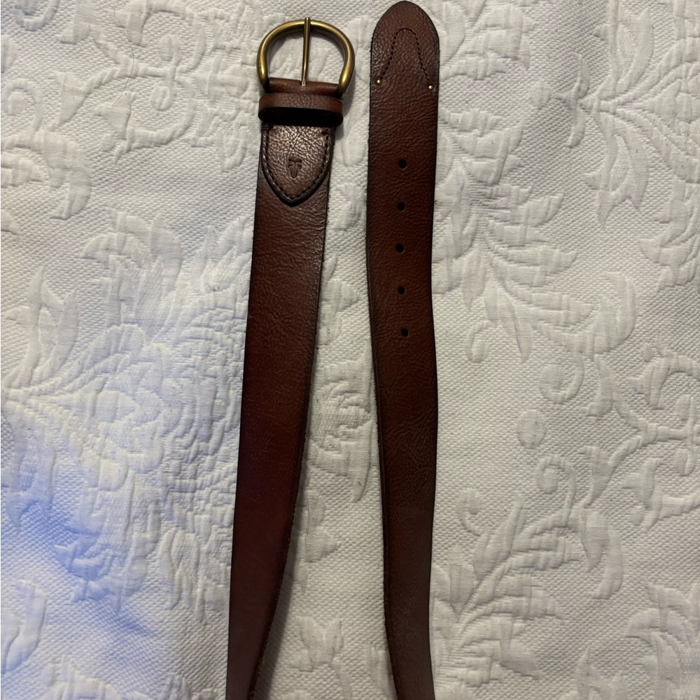 Brown vintage inspired genuine leather size medium Frye belt. Western, boho. - Picture 12 of 16